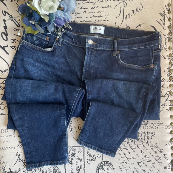 Agolde Sophie Mid Rise Skinny Jeans Cabana Dark Wash Style #A018-1256 Size 32 - Picture 5 of 12